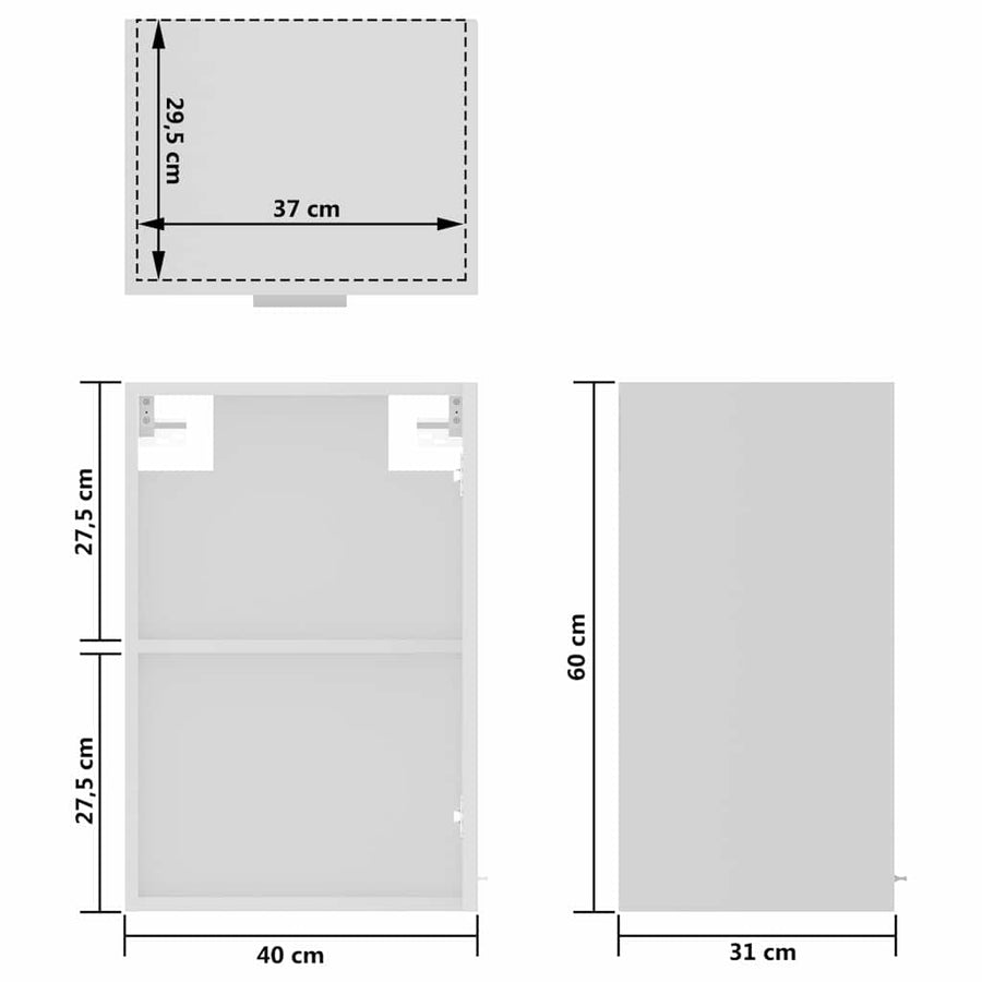Hanging Glass Cabinet Lyon White 40x31x60 cm Engineered Wood