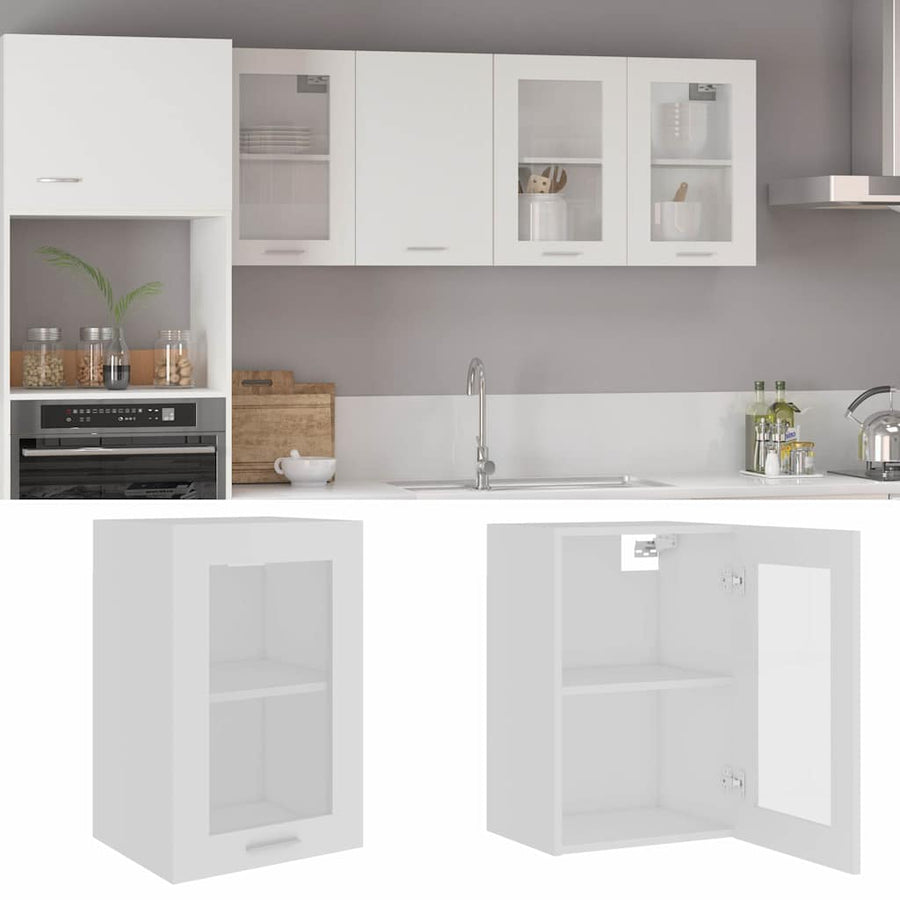 Hanging Glass Cabinet Lyon White 40x31x60 cm Engineered Wood