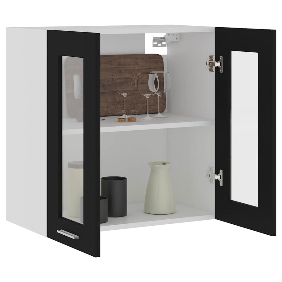 Hanging Glass Cabinet "Lyon" Black 60x31x60 cm Engineered Wood