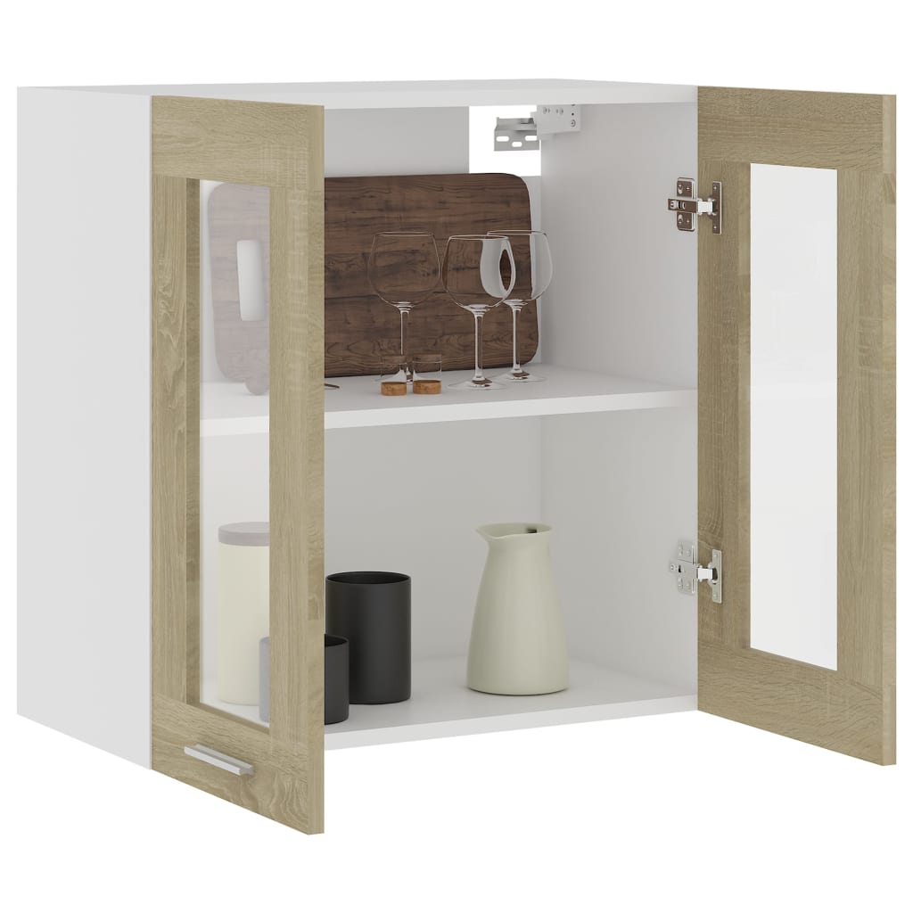 Hanging Glass Cabinet Lyon Sonoma Oak 60x31x60 cm Engineered Wood