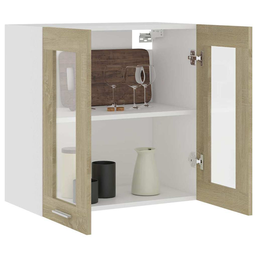 Hanging Glass Cabinet "Lyon" Sonoma Oak 60x31x60 cm