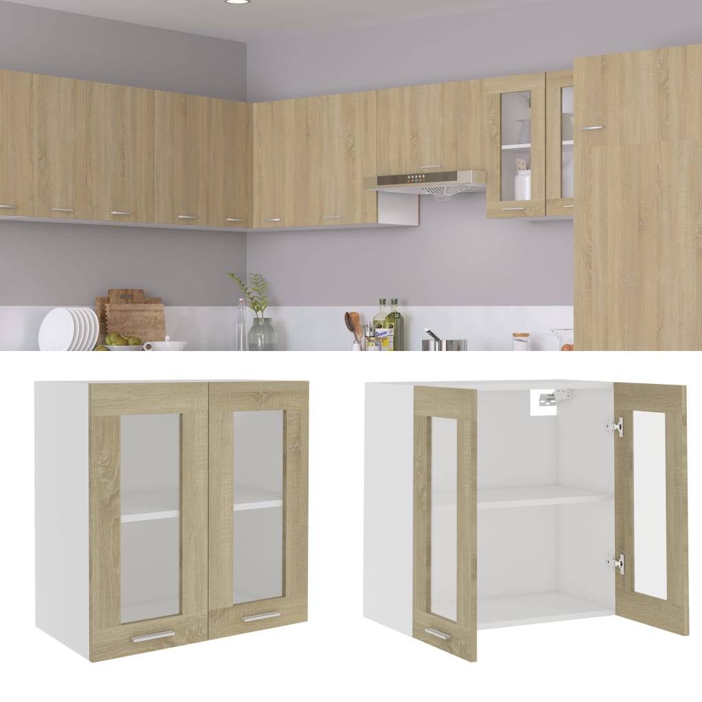 Hanging Glass Cabinet Lyon Sonoma Oak 60x31x60 cm Engineered Wood