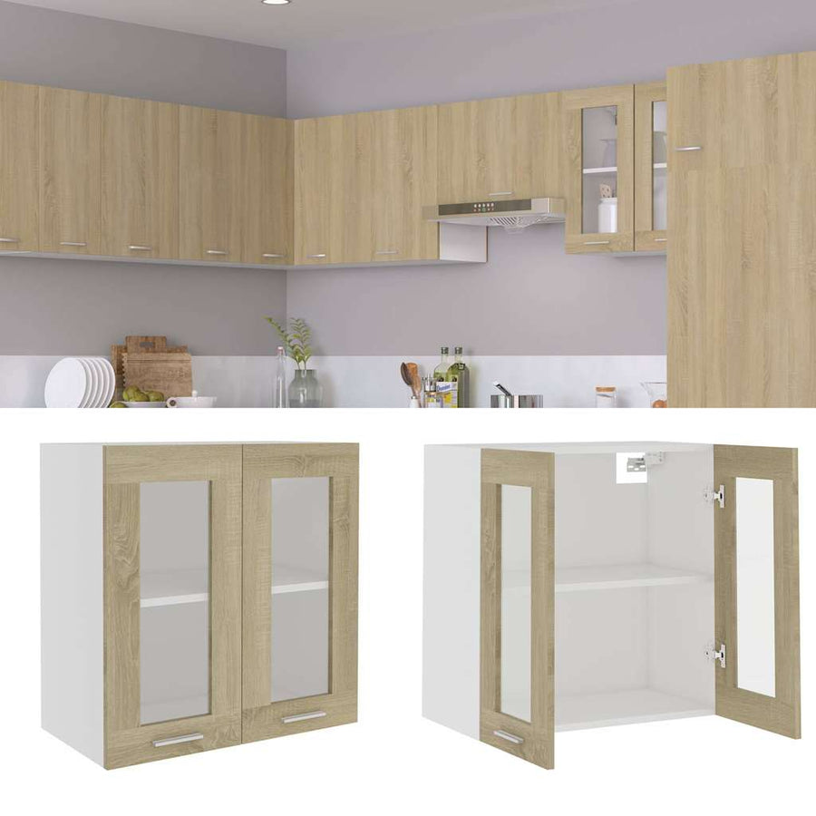Hanging Glass Cabinet "Lyon" Sonoma Oak 60x31x60 cm