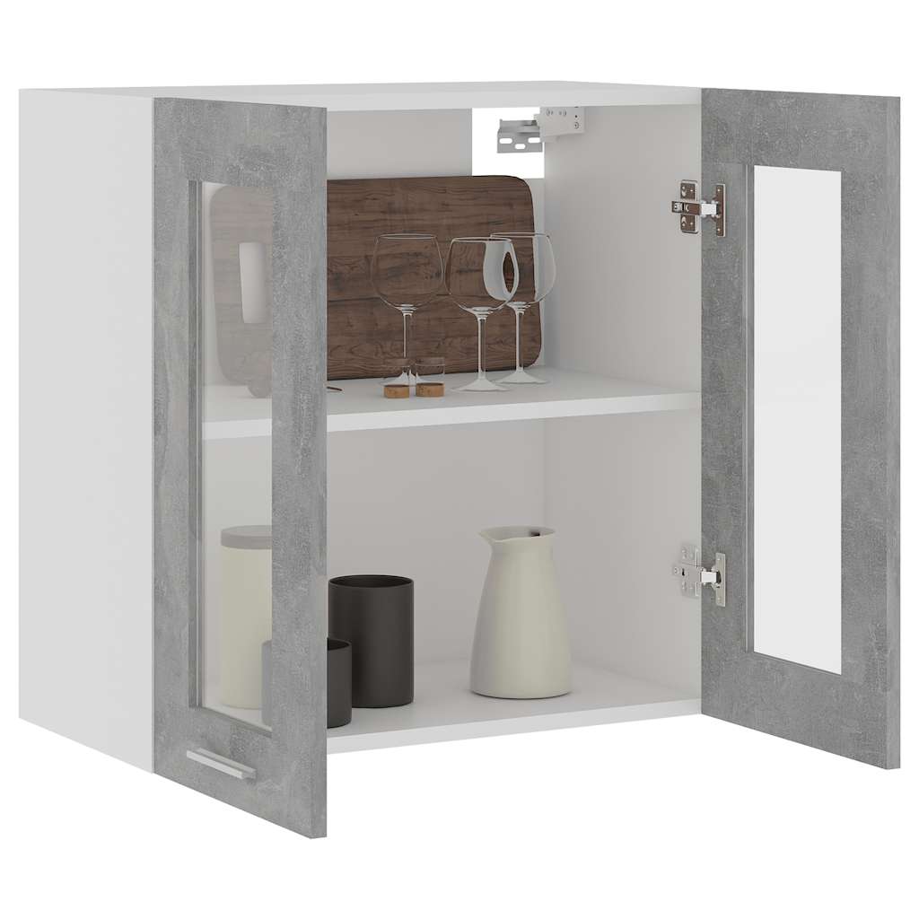 Hanging Glass Cabinet Lyon Concrete Grey 60x31x60 cm Engineered Wood