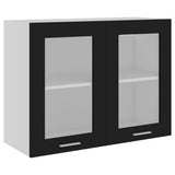 Hanging Glass Cabinet Lyon Black 80x31x60 cm Engineered Wood - Front View
