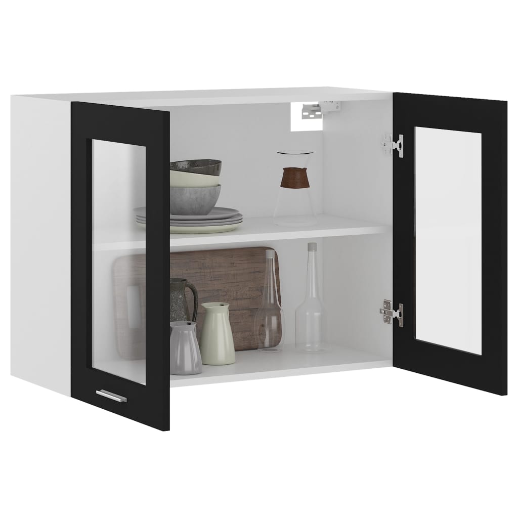 Hanging Glass Cabinet Lyon Black 80x31x60 cm Engineered Wood