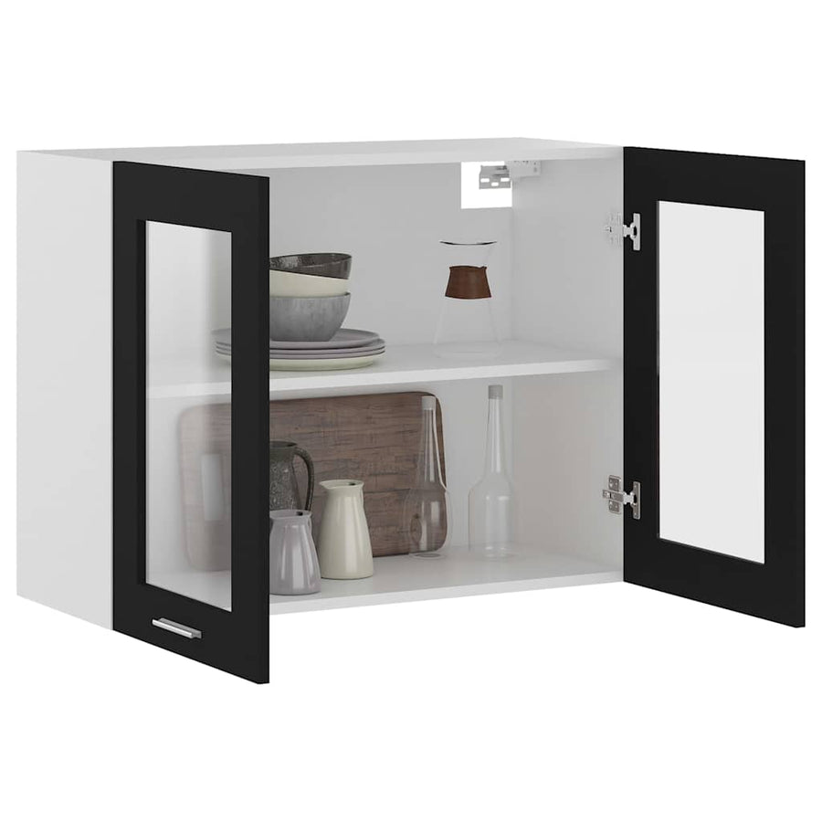 Hanging Glass Cabinet Lyon Black 80x31x60 cm Engineered Wood