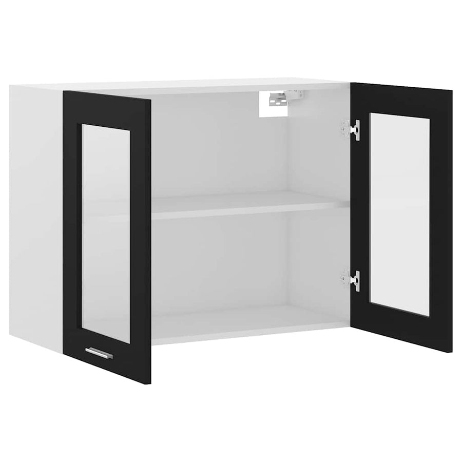 Hanging Glass Cabinet Lyon Black 80x31x60 cm Engineered Wood