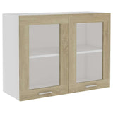 Hanging Glass Cabinet Sonoma Oak 80x31x60 cm Engineered Wood - Front View