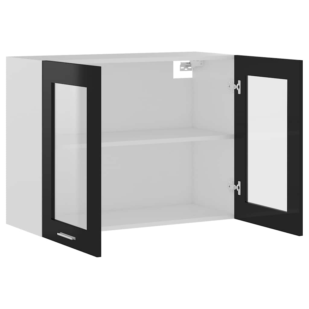 Hanging Glass Cabinet Lyon High Gloss Black 80x31x60 cm Engineered Wood