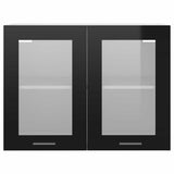 Hanging Glass Cabinet Lyon High Gloss Black 80x31x60 cm Engineered Wood - Rear View