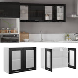 Hanging Glass Cabinet Lyon High Gloss Black 80x31x60 cm Engineered Wood
