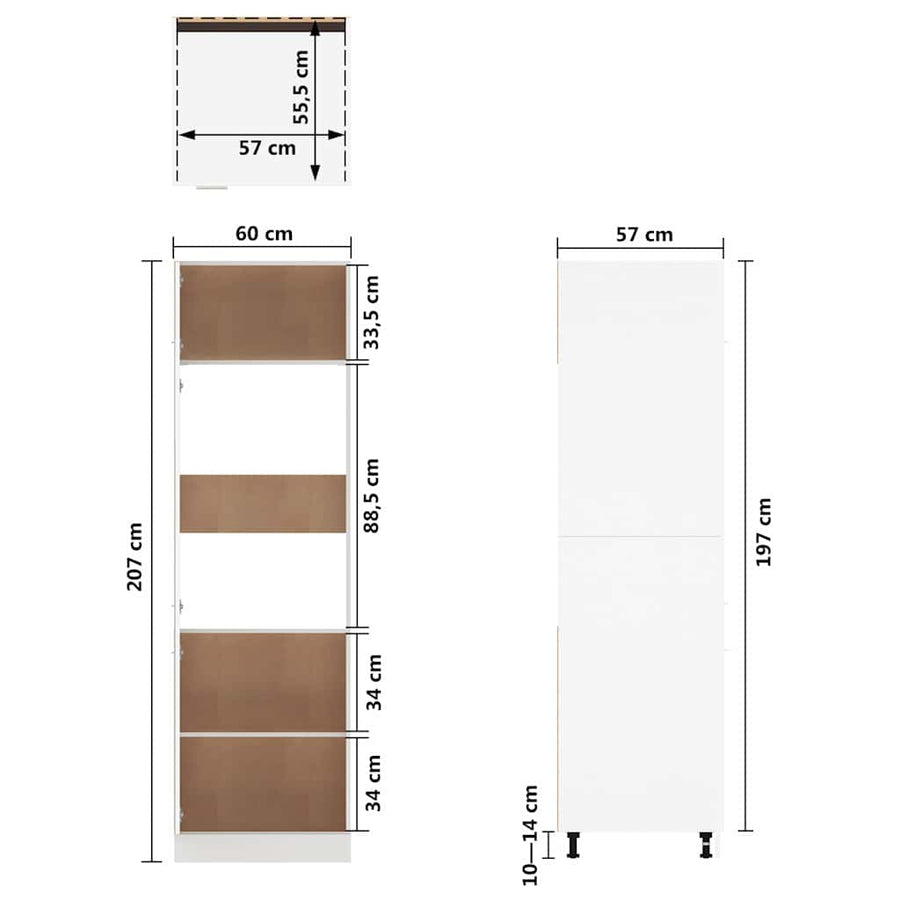 Refrigerator Cabinet Lyon White 60x57x207 cm Engineered Wood