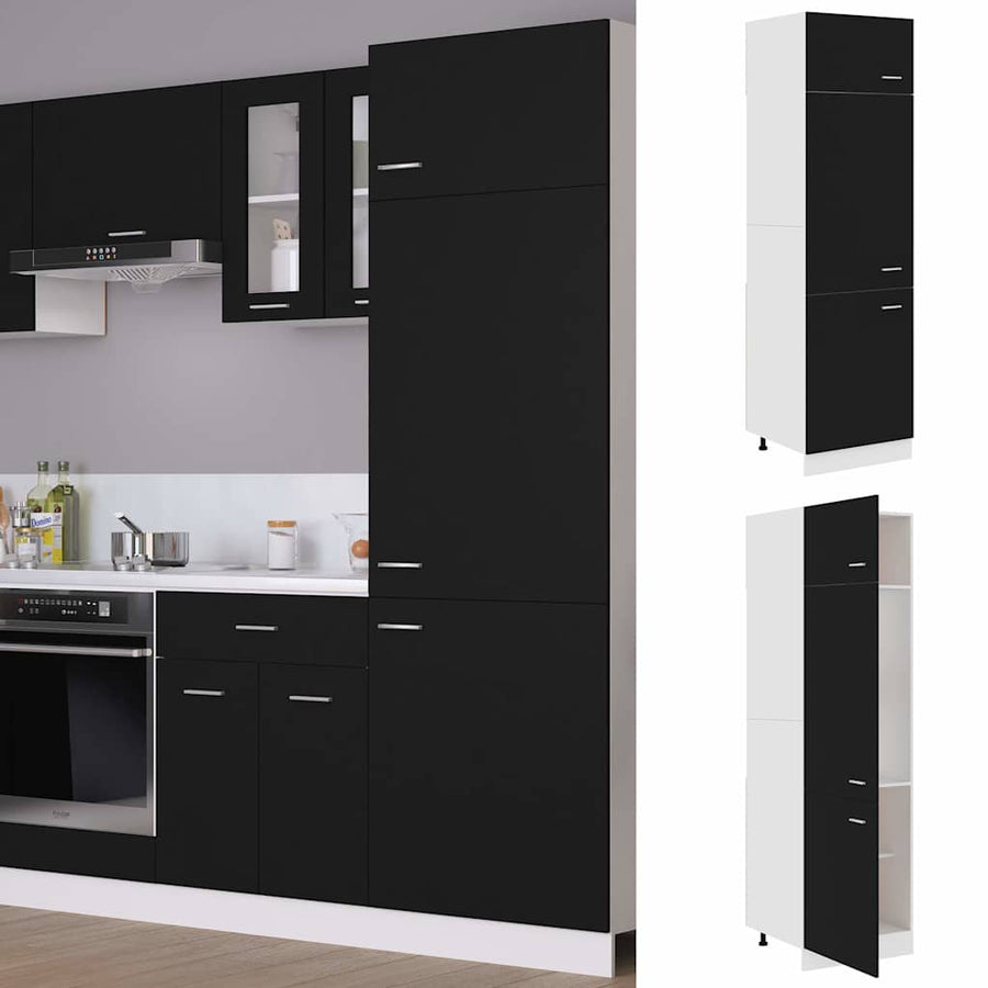 Refrigerator Cabinet Lyon Black 60x57x207 cm Engineered Wood