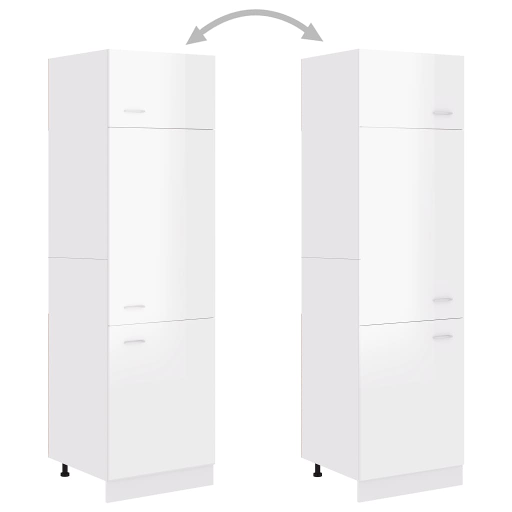 Refrigerator Cabinet Lyon High Gloss White 60x57x207 cm Engineered Wood