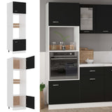 Microwave Cabinet Lyon Black 60x57x207 cm Engineered Wood - Front View