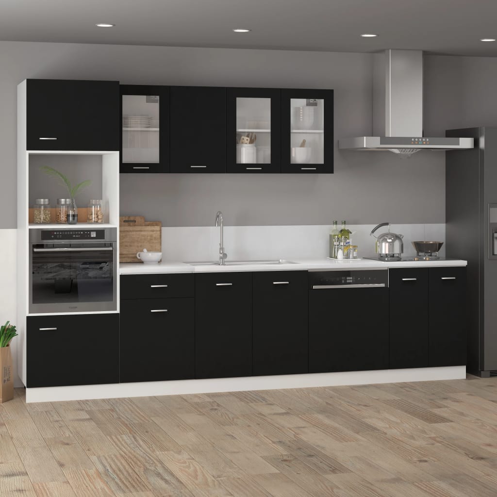 Microwave Cabinet Lyon Black 60x57x207 cm Engineered Wood