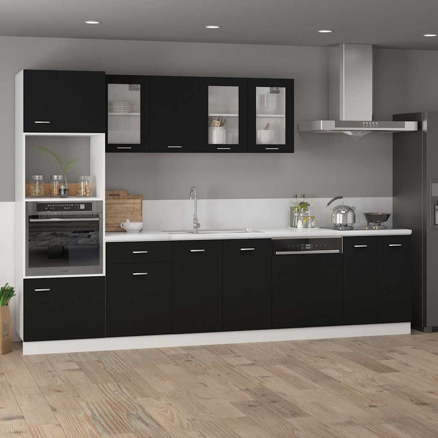 Microwave Cabinet Lyon Black 60x57x207 cm Engineered Wood
