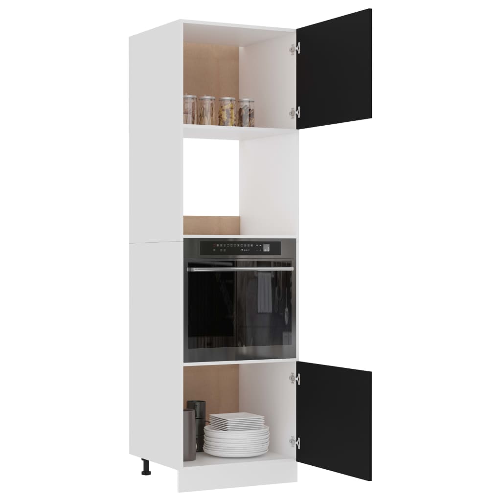 Microwave Cabinet Lyon Black 60x57x207 cm Engineered Wood