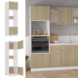 Microwave Cabinet Sonoma Oak 60x57x207 cm Engineered Wood - Front View