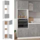 Microwave Cabinet Concrete Grey 60x57x207 cm Engineered Wood - Front View