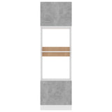Microwave Cabinet Concrete Grey 60x57x207 cm Engineered Wood - Rear View
