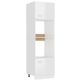 Microwave Cabinet Lyon High Gloss White 60x57x207 cm Engineered Wood