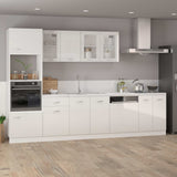 Microwave Cabinet Lyon High Gloss White 60x57x207 cm Engineered Wood - Side View