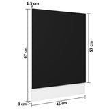 Dishwasher Panel Lyon Black 45x3x67 cm Engineered Wood - Rear View