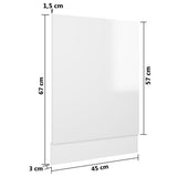 Dishwasher Panel Lyon High Gloss White 45x3x67 cm Engineered Wood - Rear View