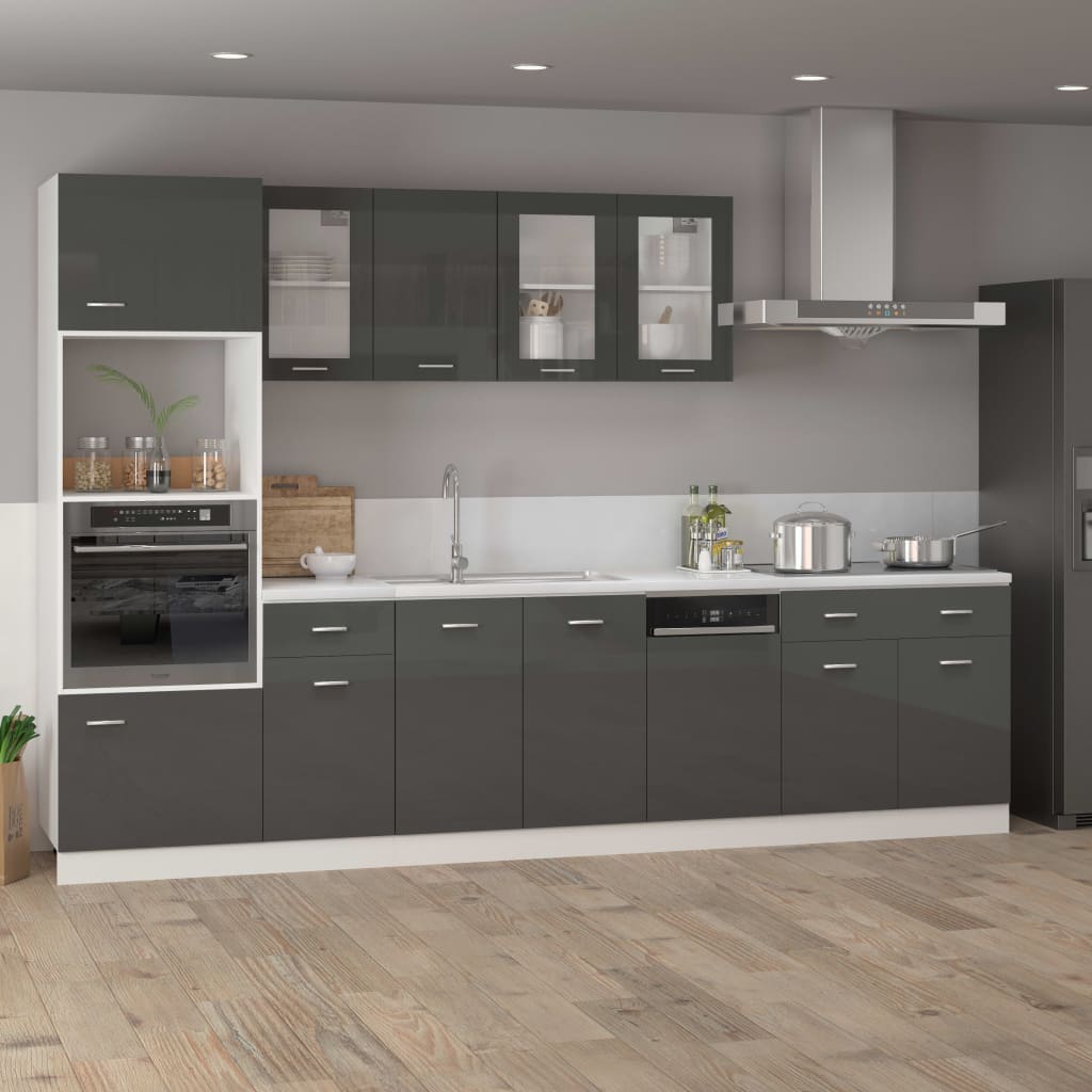 Dishwasher Panel Lyon High Gloss Grey 45x3x67 cm Engineered Wood