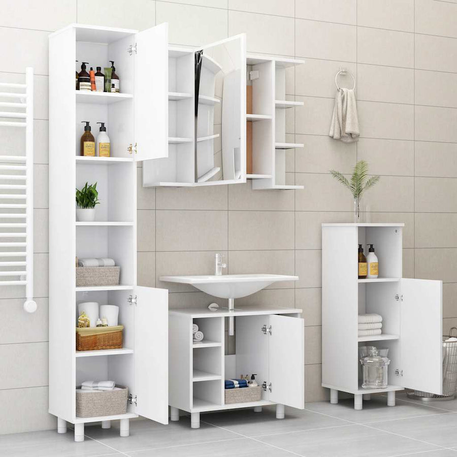 Bathroom Cabinet White 30x30x95 cm Engineered Wood