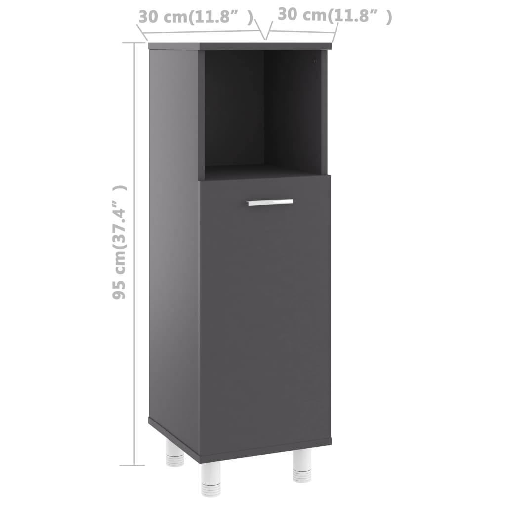 Bathroom Cabinet Grey 30x30x95 cm Engineered Wood
