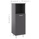Bathroom Cabinet Grey 30x30x95 cm Engineered Wood