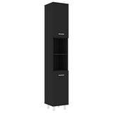 Bathroom Cabinet Black 30x30x179 cm Engineered Wood - Front View