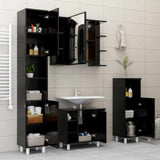 Bathroom Cabinet Black 30x30x179 cm Engineered Wood - 45-Degree Angle