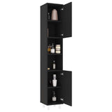 Bathroom Cabinet Black 30x30x179 cm Engineered Wood - Rear View