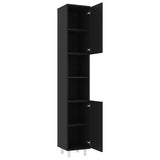 Bathroom Cabinet Black 30x30x179 cm Engineered Wood - Close-Up Angle