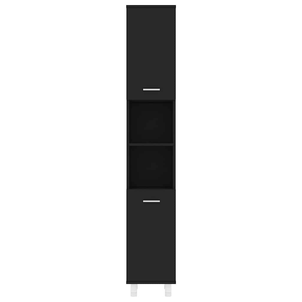 Bathroom Cabinet Black 30x30x179 cm Engineered Wood