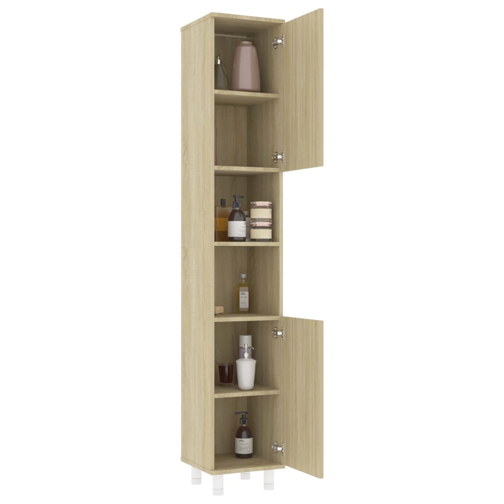 Bathroom Cabinet Sonoma Oak 30x30x179 cm Engineered Wood