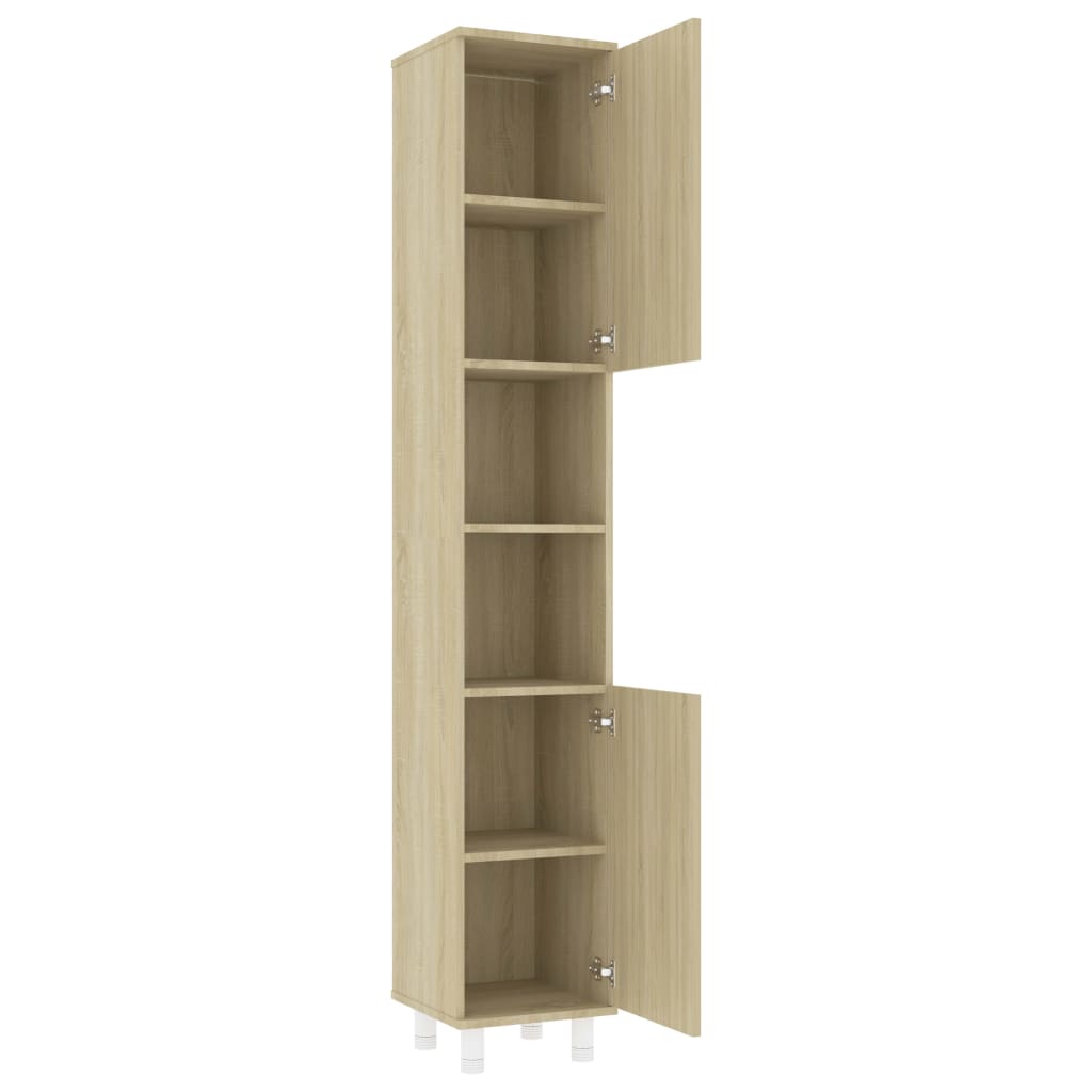 Bathroom Cabinet Sonoma Oak 30x30x179 cm Engineered Wood