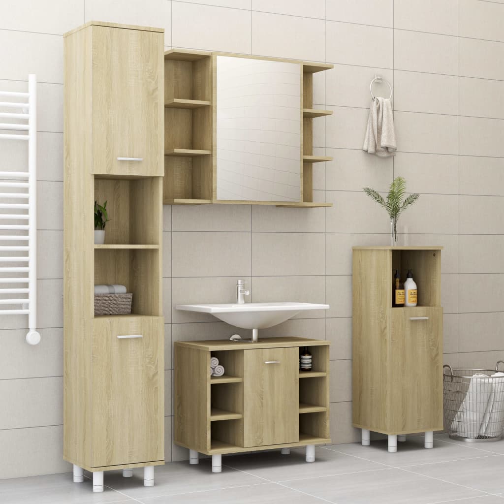 Bathroom Cabinet Sonoma Oak 30x30x179 cm Engineered Wood