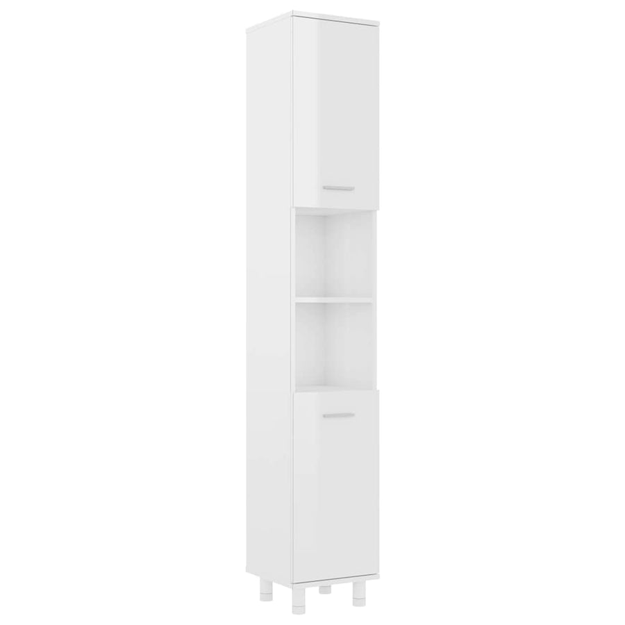 Bathroom Cabinet High Gloss White 30x30x179 cm Engineered Wood