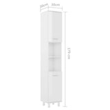 Bathroom Cabinet High Gloss White 30x30x179 cm Engineered Wood - Close-Up Angle