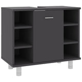 Bathroom Cabinet Grey 60x32x53.5 cm Engineered Wood - Front View