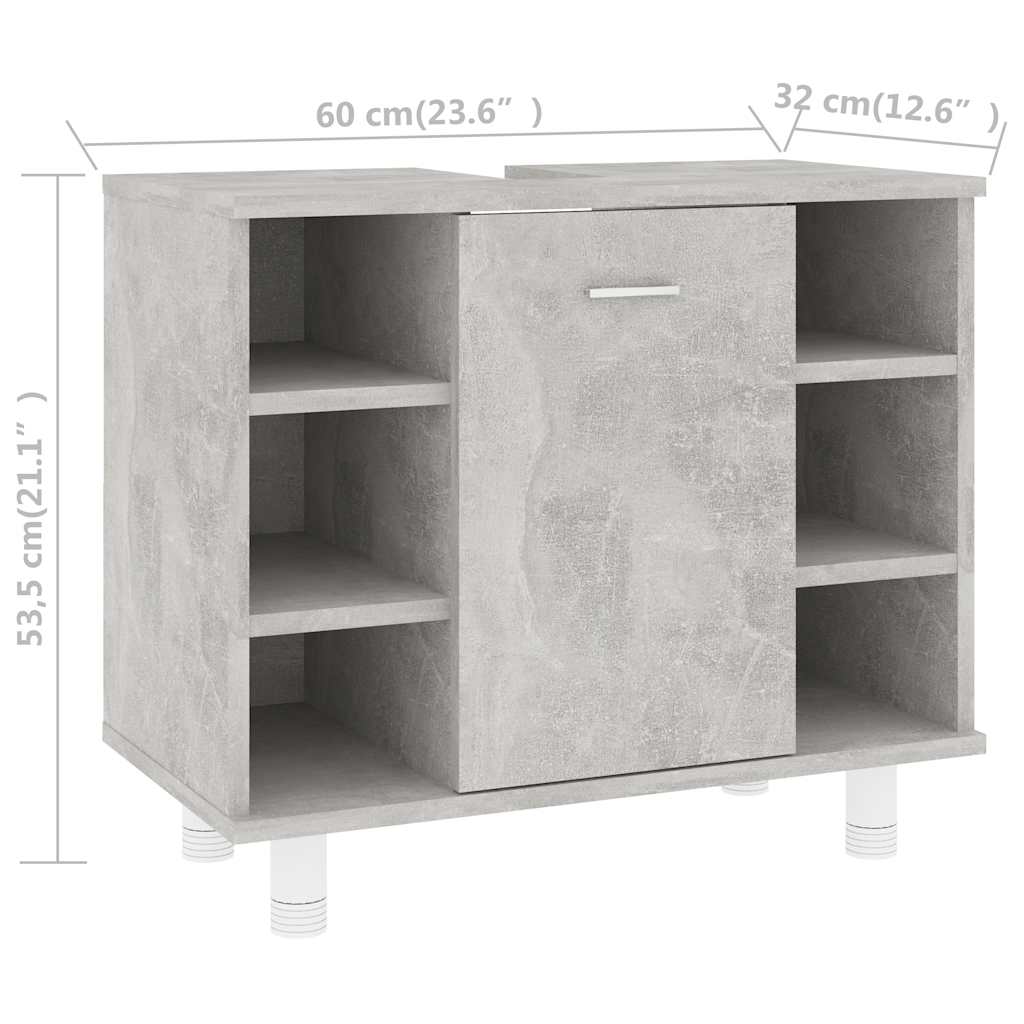 Bathroom Cabinet Concrete Grey 60x32x53.5 cm Engineered Wood
