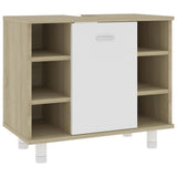 Bathroom Cabinet White and Sonoma Oak 60x32x53.5 cm Engineered Wood - Front View