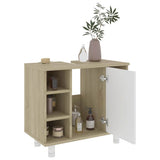 Bathroom Cabinet White and Sonoma Oak 60x32x53.5 cm Engineered Wood - Top-Down View