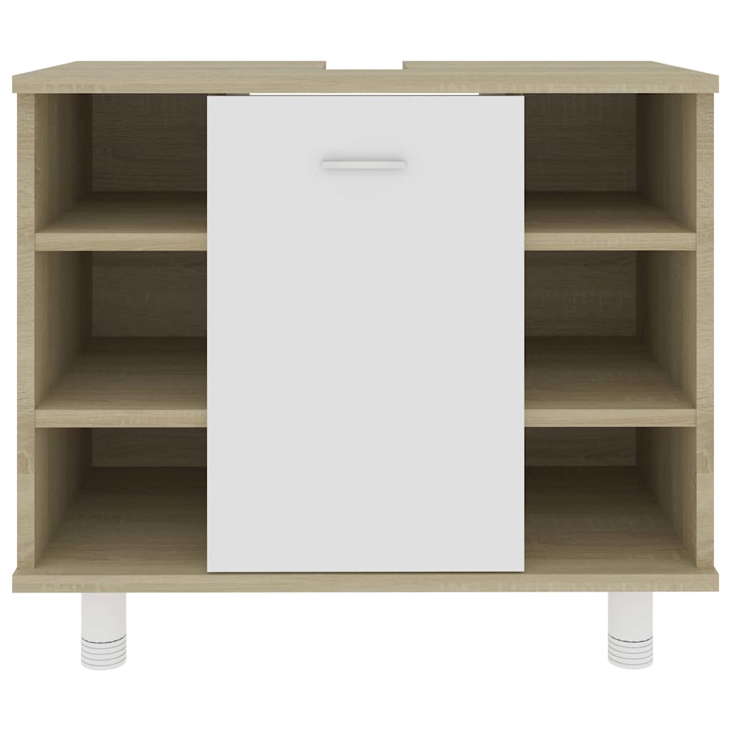 Bathroom Cabinet White and Sonoma Oak 60x32x53.5 cm Engineered Wood