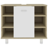 Bathroom Cabinet White and Sonoma Oak 60x32x53.5 cm Engineered Wood